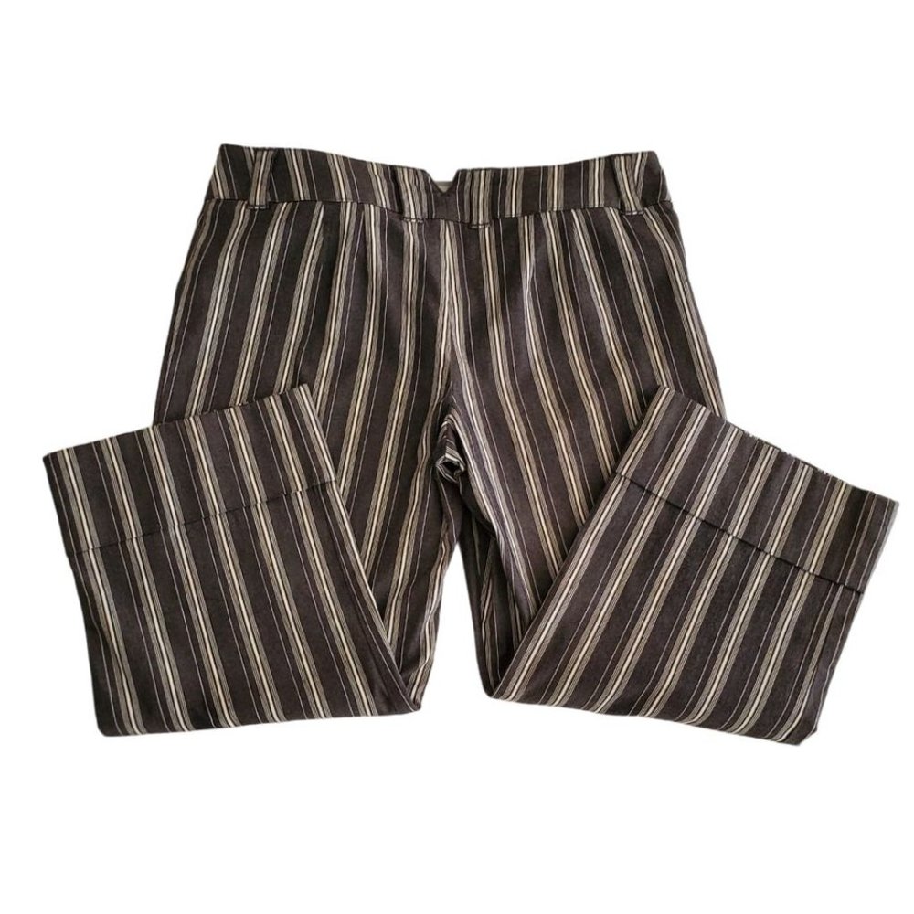Ann Taylor Loft Striped Cuffed Crop Pants | Like New | 2P | Charcoal White - Picture 12 of 16